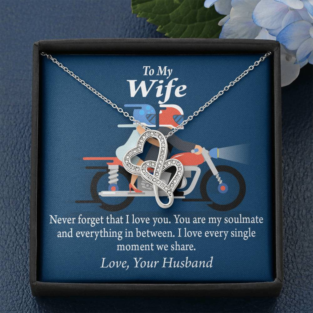 To My Wife Love You With All My Heart Double Hearts Necklace Message Card From Son Daughter Gift Anniversary Birthday Graduation Mothers Day - Double Hearts Necklace