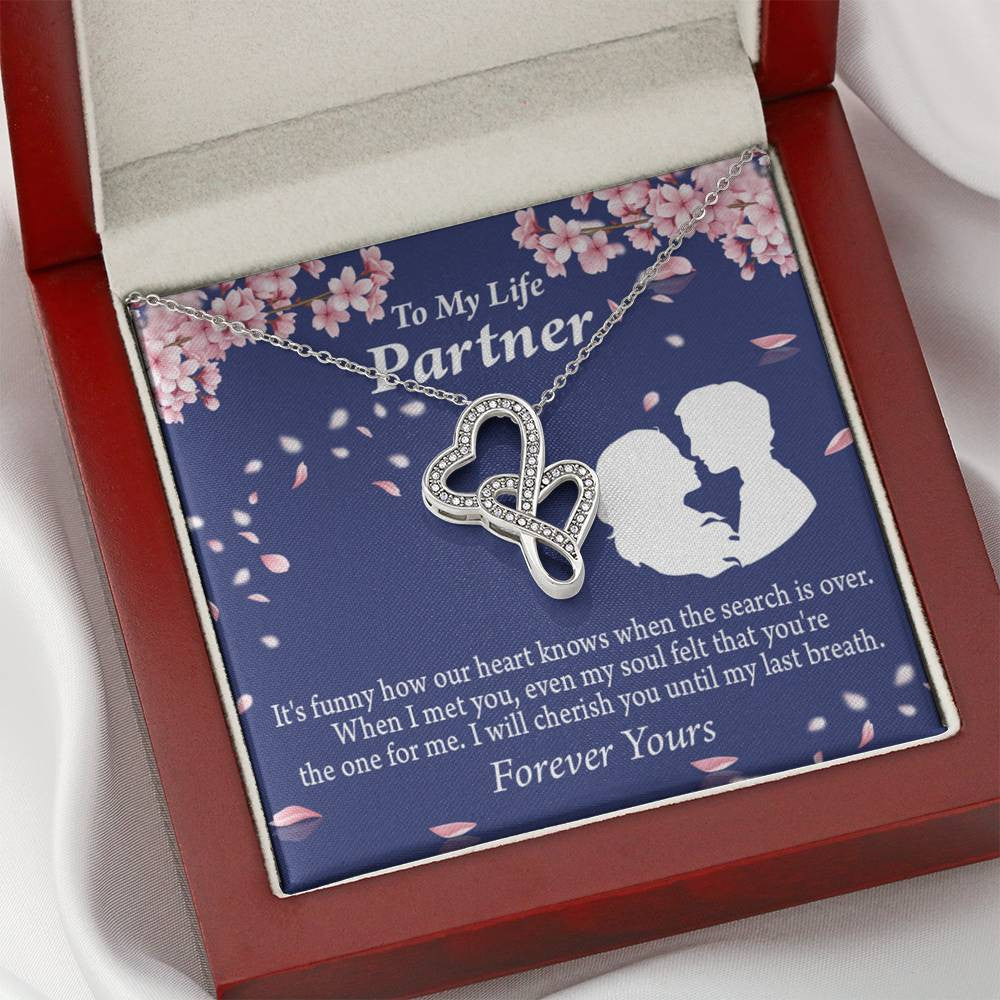 To My Partner Search Is Over Twin Hearts Necklace Cz Eternal Bond Pendant From Son Daughter Gift Anniversary Birthday Graduation Mothers Day - Double Hearts Necklace