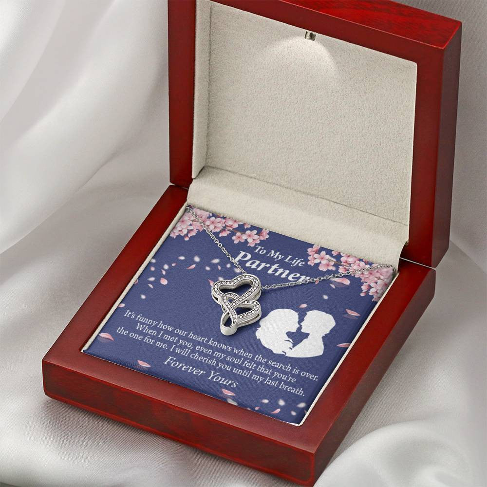 To My Partner Search Is Over Twin Hearts Necklace Cz Eternal Bond Pendant From Son Daughter Gift Anniversary Birthday Graduation Mothers Day - Double Hearts Necklace