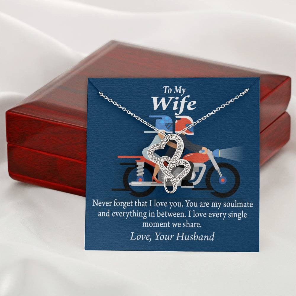 To My Wife Love You With All My Heart Double Hearts Necklace Message Card From Son Daughter Gift Anniversary Birthday Graduation Mothers Day - Double Hearts Necklace