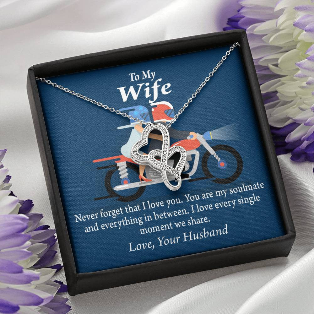 To My Wife Love You With All My Heart Double Hearts Necklace Message Card From Son Daughter Gift Anniversary Birthday Graduation Mothers Day - Double Hearts Necklace