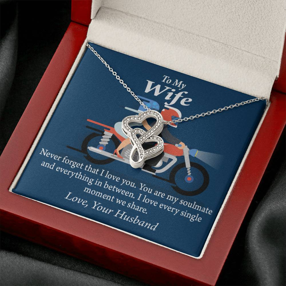 To My Wife Love You With All My Heart Double Hearts Necklace Message Card From Son Daughter Gift Anniversary Birthday Graduation Mothers Day - Double Hearts Necklace