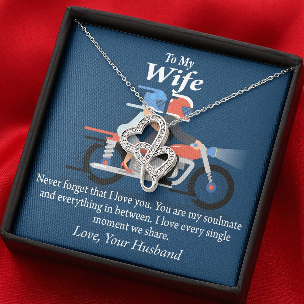 To My Wife Love You With All My Heart Double Hearts Necklace Message Card From Son Daughter Gift Anniversary Birthday Graduation Mothers Day - Double Hearts Necklace