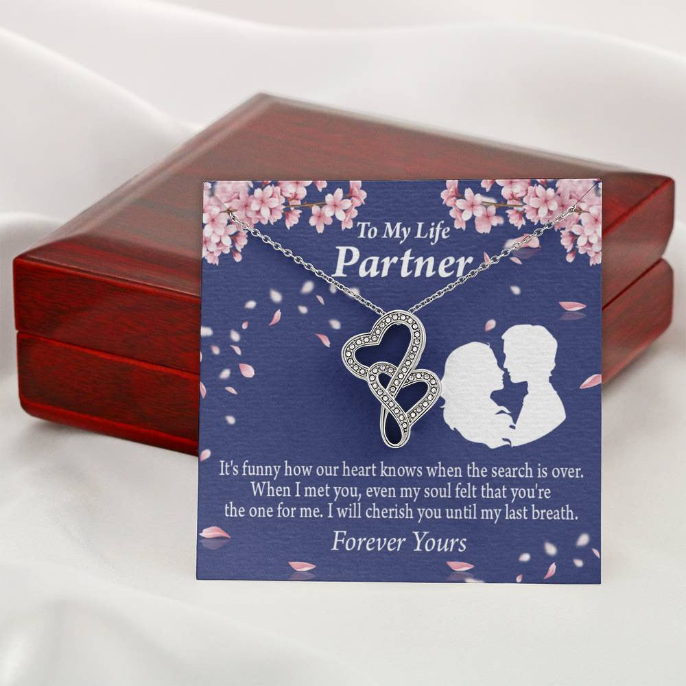 To My Partner Search Is Over Twin Hearts Necklace Cz Eternal Bond Pendant From Son Daughter Gift Anniversary Birthday Graduation Mothers Day - Double Hearts Necklace
