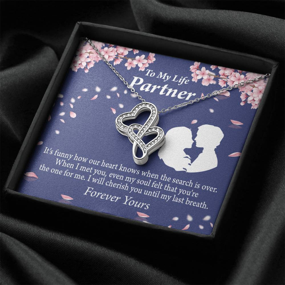 To My Partner Search Is Over Twin Hearts Necklace Cz Eternal Bond Pendant From Son Daughter Gift Anniversary Birthday Graduation Mothers Day - Double Hearts Necklace