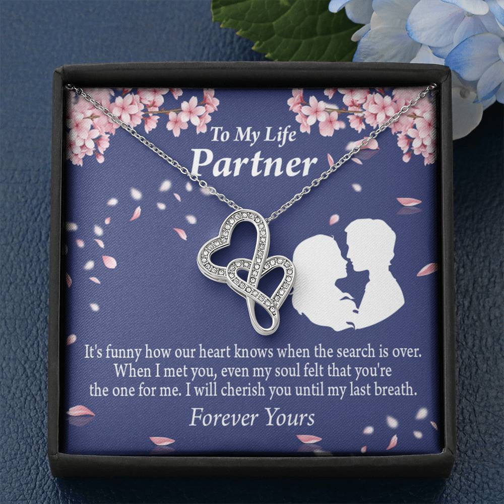 To My Partner Search Is Over Twin Hearts Necklace Cz Eternal Bond Pendant From Son Daughter Gift Anniversary Birthday Graduation Mothers Day - Double Hearts Necklace