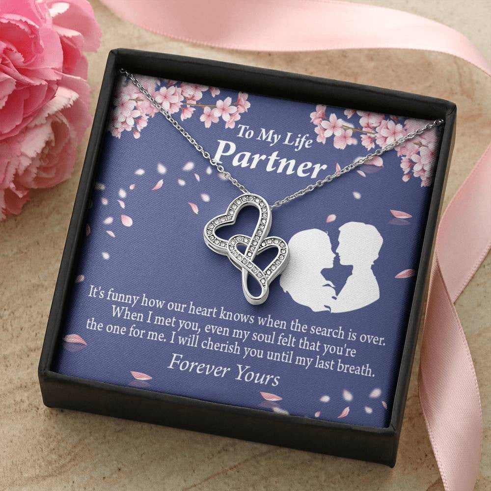 To My Partner Search Is Over Twin Hearts Necklace Cz Eternal Bond Pendant From Son Daughter Gift Anniversary Birthday Graduation Mothers Day - Double Hearts Necklace