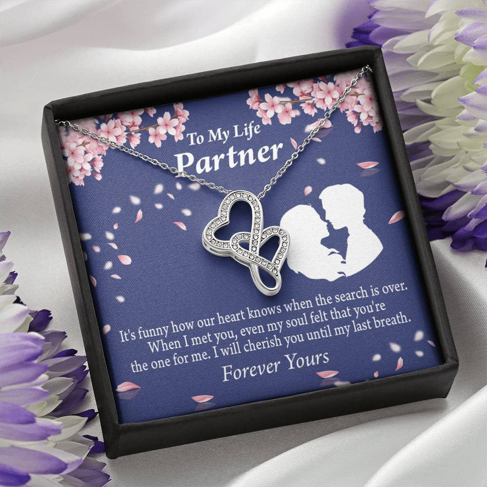 To My Partner Search Is Over Twin Hearts Necklace Cz Eternal Bond Pendant From Son Daughter Gift Anniversary Birthday Graduation Mothers Day - Double Hearts Necklace