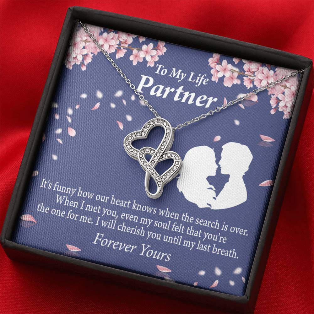 To My Partner Search Is Over Twin Hearts Necklace Cz Eternal Bond Pendant From Son Daughter Gift Anniversary Birthday Graduation Mothers Day - Double Hearts Necklace