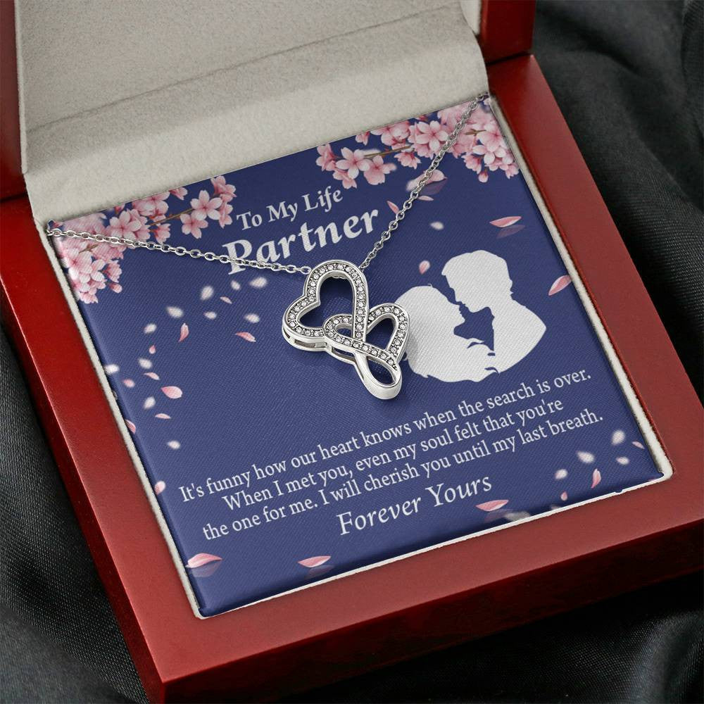 To My Partner Search Is Over Twin Hearts Necklace Cz Eternal Bond Pendant From Son Daughter Gift Anniversary Birthday Graduation Mothers Day - Double Hearts Necklace