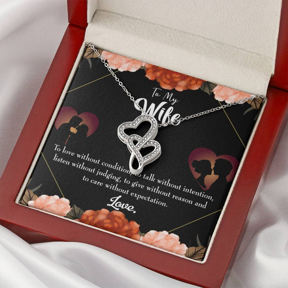To My Wife Gift For Wife Birthday Twin Hearts Necklace Cz Eternal Bond Pendant From Son Daughter Gift Anniversary Birthday Graduation Mothers Day - Double Hearts Necklace