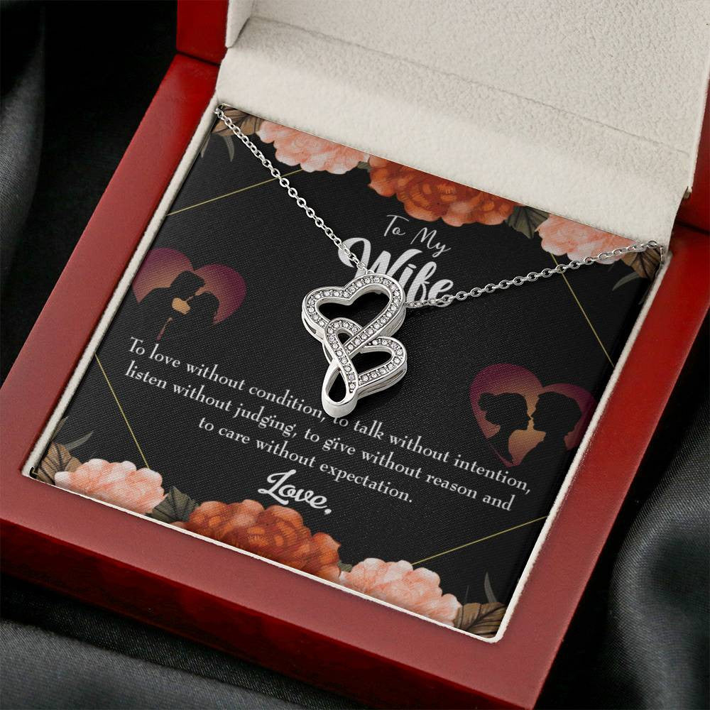 To My Wife Gift For Wife Birthday Twin Hearts Necklace Cz Eternal Bond Pendant From Son Daughter Gift Anniversary Birthday Graduation Mothers Day - Double Hearts Necklace
