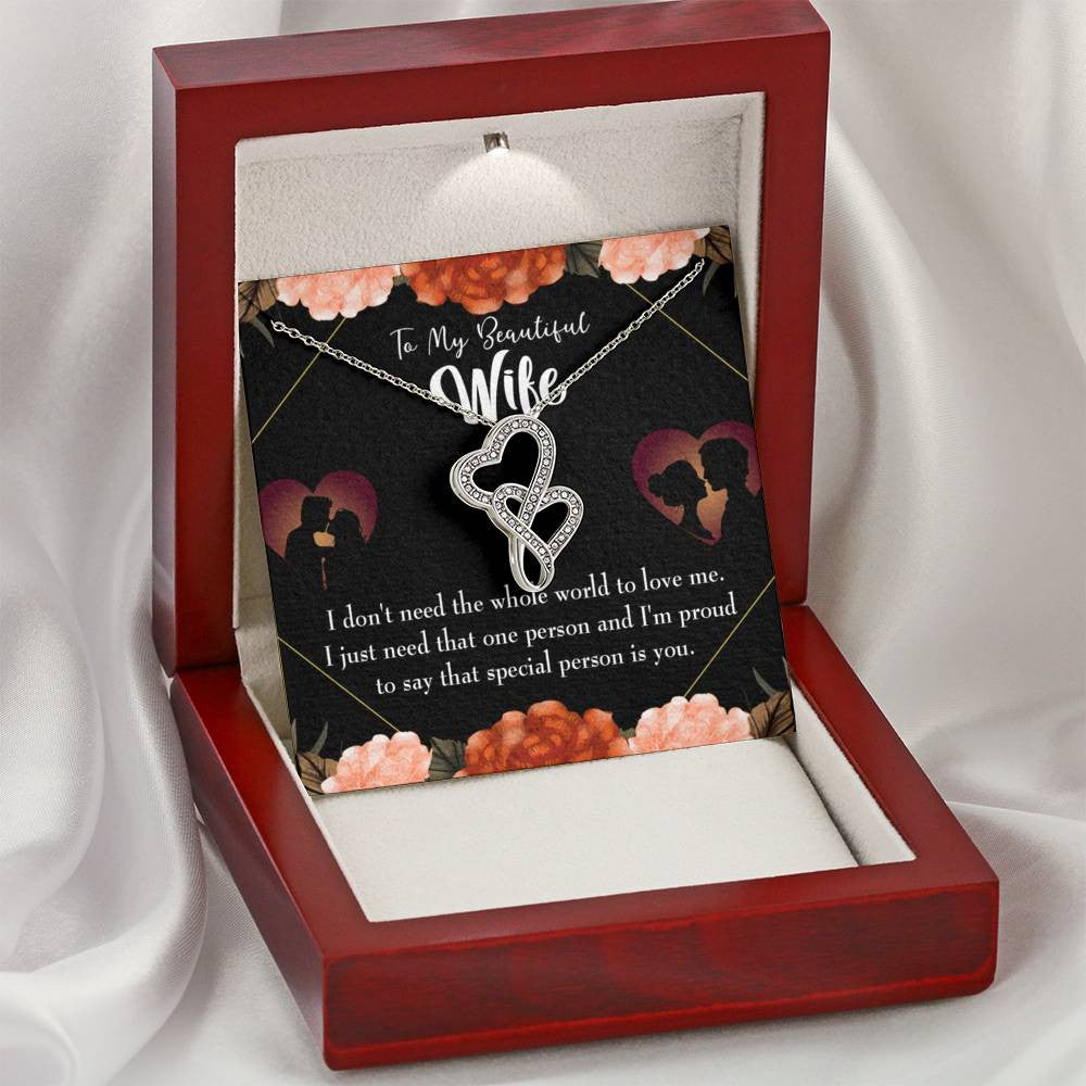 To My Wife Special Person Twin Hearts Necklace Cz Eternal Bond Pendant From Son Daughter Gift Anniversary Birthday Graduation Mothers Day - Double Hearts Necklace