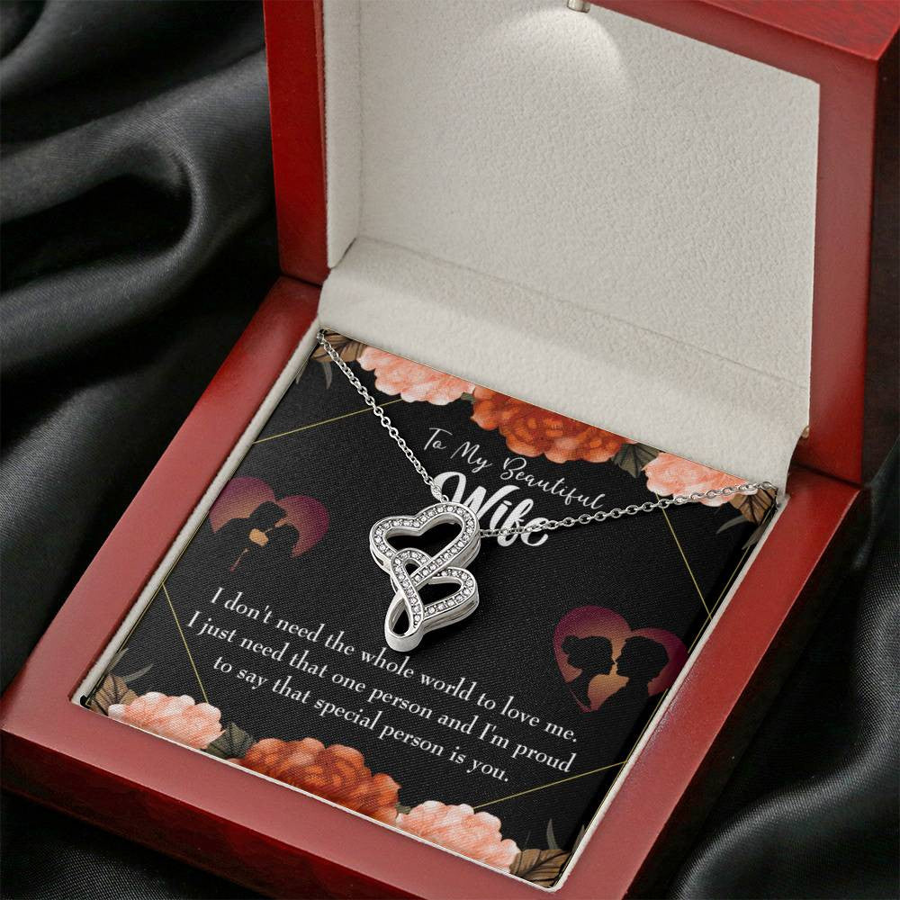 To My Wife Special Person Twin Hearts Necklace Cz Eternal Bond Pendant From Son Daughter Gift Anniversary Birthday Graduation Mothers Day - Double Hearts Necklace