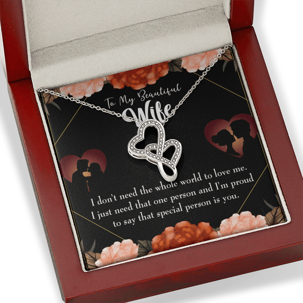 To My Wife Special Person Twin Hearts Necklace Cz Eternal Bond Pendant From Son Daughter Gift Anniversary Birthday Graduation Mothers Day - Double Hearts Necklace