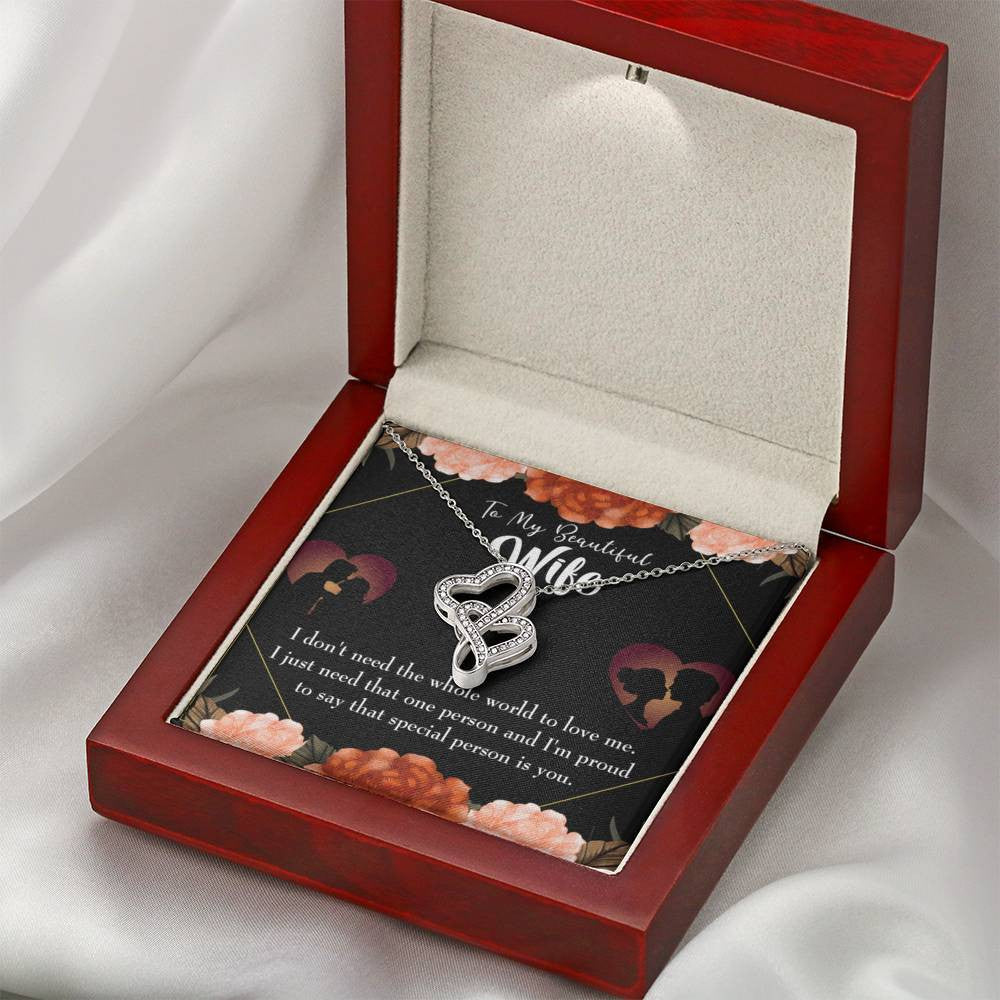 To My Wife Special Person Twin Hearts Necklace Cz Eternal Bond Pendant From Son Daughter Gift Anniversary Birthday Graduation Mothers Day - Double Hearts Necklace