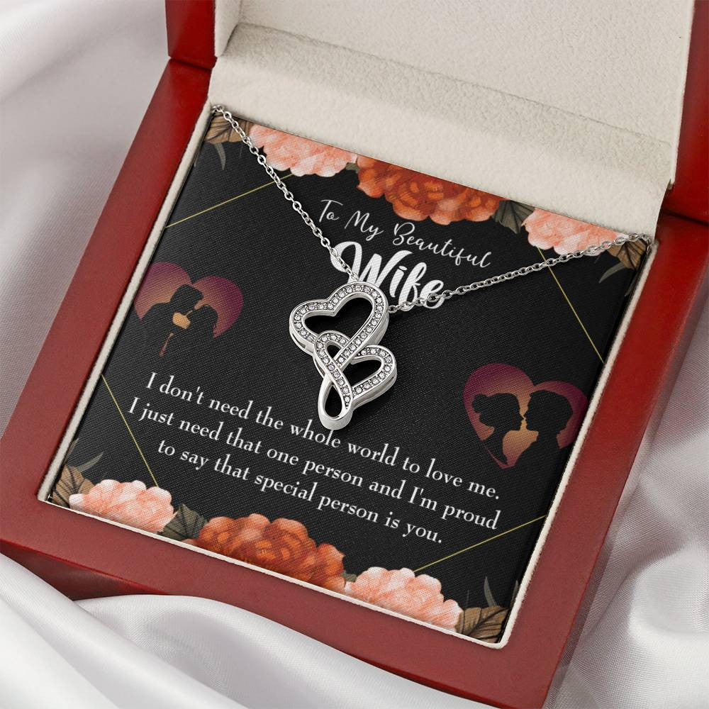 To My Wife Special Person Twin Hearts Necklace Cz Eternal Bond Pendant From Son Daughter Gift Anniversary Birthday Graduation Mothers Day - Double Hearts Necklace