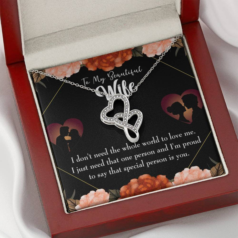 To My Wife Special Person Twin Hearts Necklace Cz Eternal Bond Pendant From Son Daughter Gift Anniversary Birthday Graduation Mothers Day - Double Hearts Necklace