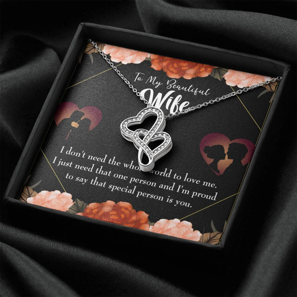 To My Wife Special Person Twin Hearts Necklace Cz Eternal Bond Pendant From Son Daughter Gift Anniversary Birthday Graduation Mothers Day - Double Hearts Necklace