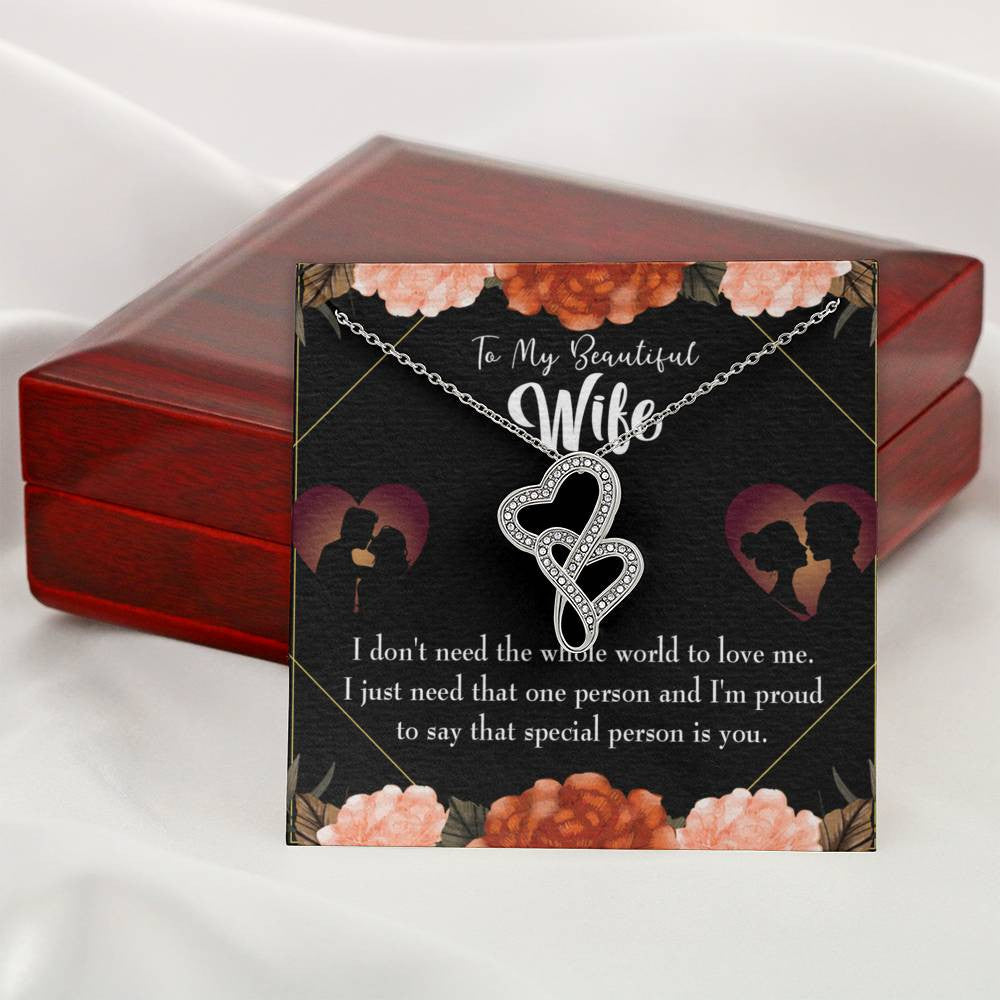 To My Wife Special Person Twin Hearts Necklace Cz Eternal Bond Pendant From Son Daughter Gift Anniversary Birthday Graduation Mothers Day - Double Hearts Necklace