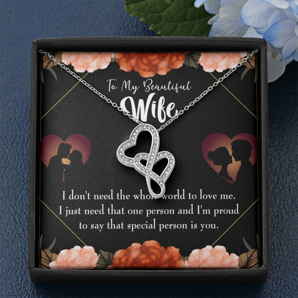 To My Wife Special Person Twin Hearts Necklace Cz Eternal Bond Pendant From Son Daughter Gift Anniversary Birthday Graduation Mothers Day - Double Hearts Necklace