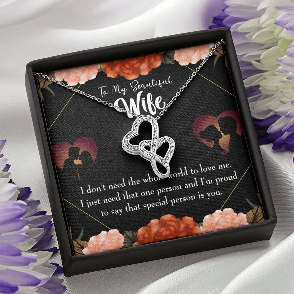 To My Wife Special Person Twin Hearts Necklace Cz Eternal Bond Pendant From Son Daughter Gift Anniversary Birthday Graduation Mothers Day - Double Hearts Necklace