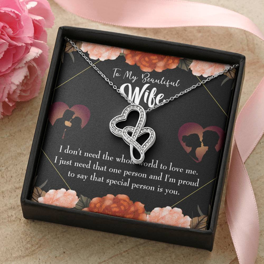 To My Wife Special Person Twin Hearts Necklace Cz Eternal Bond Pendant From Son Daughter Gift Anniversary Birthday Graduation Mothers Day - Double Hearts Necklace