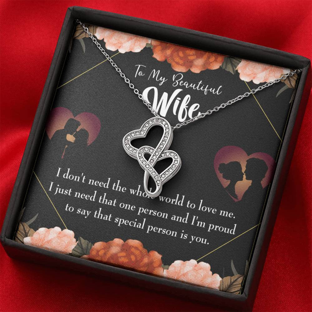 To My Wife Special Person Twin Hearts Necklace Cz Eternal Bond Pendant From Son Daughter Gift Anniversary Birthday Graduation Mothers Day - Double Hearts Necklace