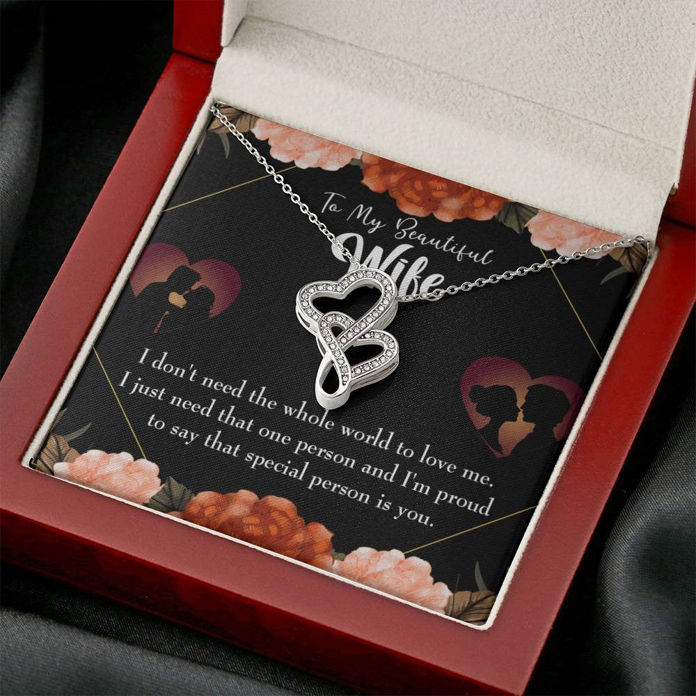 To My Wife Special Person Twin Hearts Necklace Cz Eternal Bond Pendant From Son Daughter Gift Anniversary Birthday Graduation Mothers Day - Double Hearts Necklace