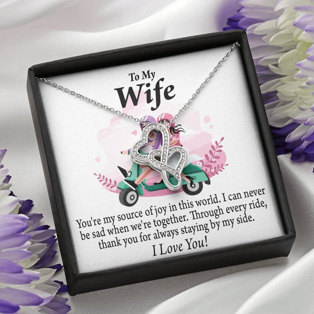 To My Wife Source Of Joy Double Hearts Necklace Message Card From Son Daughter Gift Anniversary Birthday Graduation Mothers Day - Double Hearts Necklace