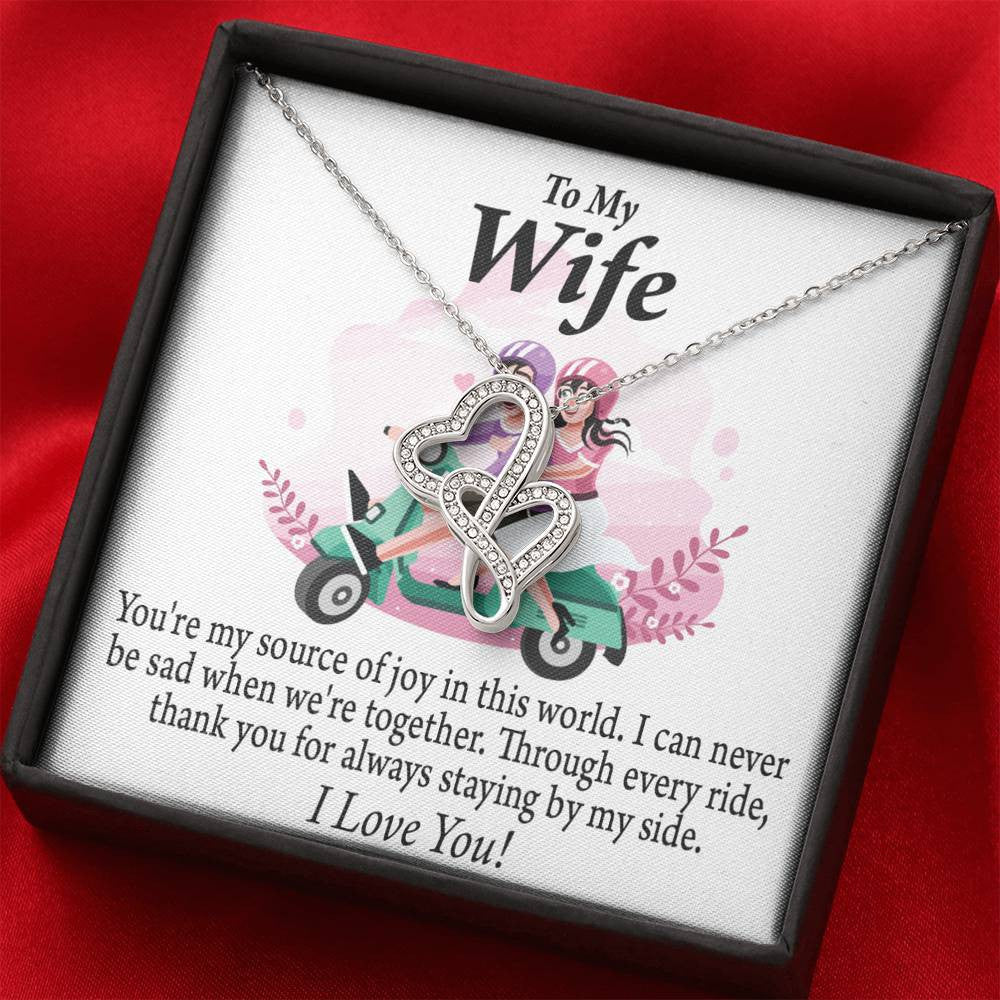 To My Wife Source Of Joy Double Hearts Necklace Message Card From Son Daughter Gift Anniversary Birthday Graduation Mothers Day - Double Hearts Necklace