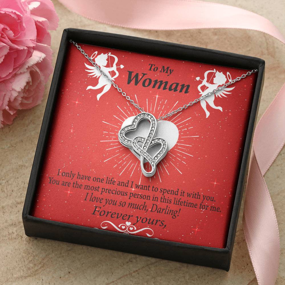 To My Partner One Life Twin Hearts Necklace Cz Eternal Bond Pendant From Son Daughter Gift Anniversary Birthday Graduation Mothers Day - Double Hearts Necklace