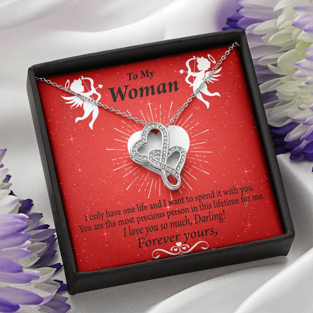 To My Partner One Life Twin Hearts Necklace Cz Eternal Bond Pendant From Son Daughter Gift Anniversary Birthday Graduation Mothers Day - Double Hearts Necklace