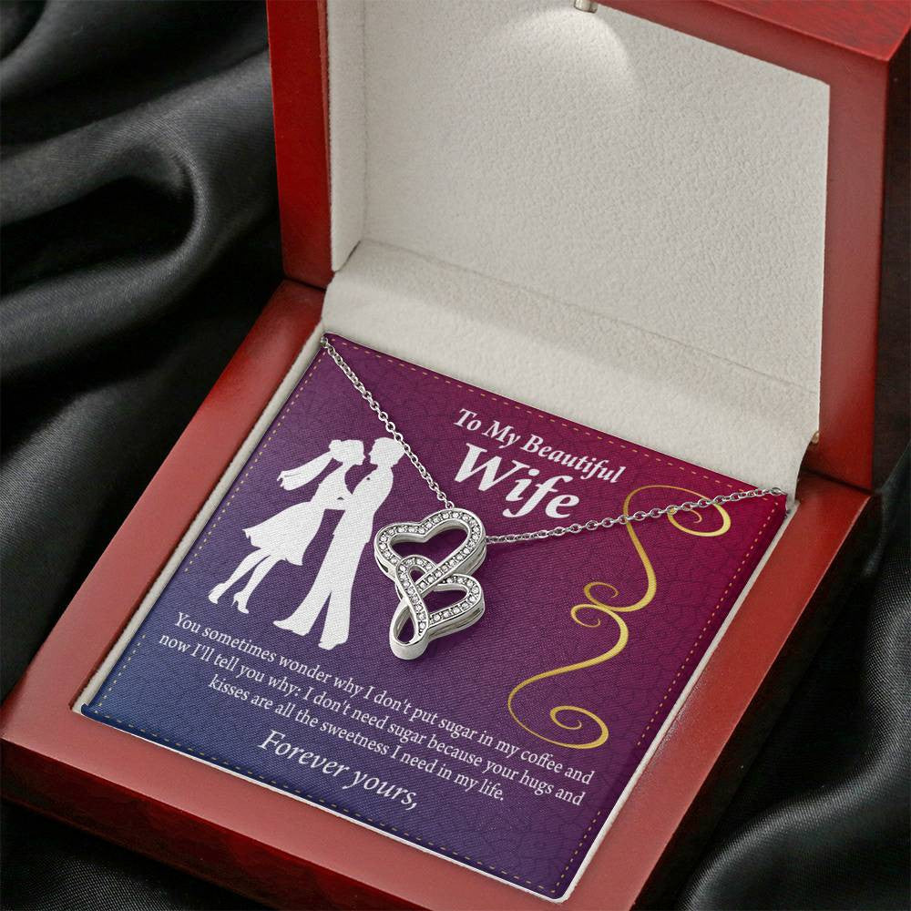 To My Wife My Beautiful Wife Twin Hearts Necklace Cz Eternal Bond Pendant From Son Daughter Gift Anniversary Birthday Graduation Mothers Day - Double Hearts Necklace