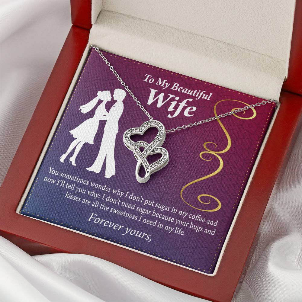 To My Wife My Beautiful Wife Twin Hearts Necklace Cz Eternal Bond Pendant From Son Daughter Gift Anniversary Birthday Graduation Mothers Day - Double Hearts Necklace