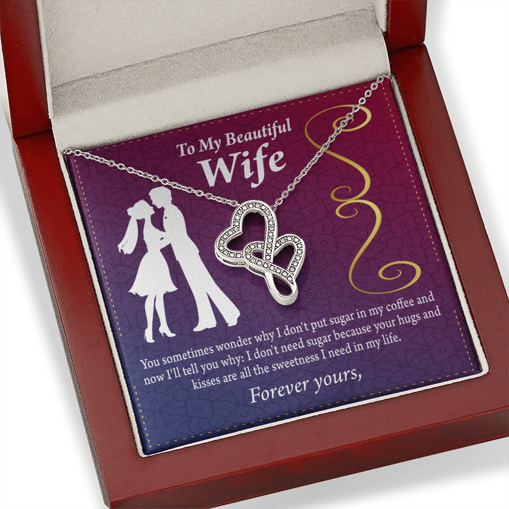 To My Wife My Beautiful Wife Twin Hearts Necklace Cz Eternal Bond Pendant From Son Daughter Gift Anniversary Birthday Graduation Mothers Day - Double Hearts Necklace