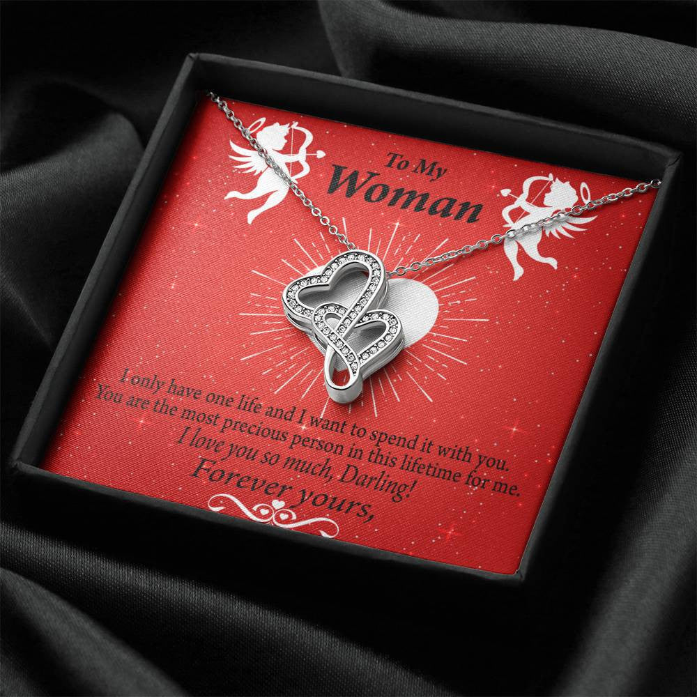 To My Partner One Life Twin Hearts Necklace Cz Eternal Bond Pendant From Son Daughter Gift Anniversary Birthday Graduation Mothers Day - Double Hearts Necklace