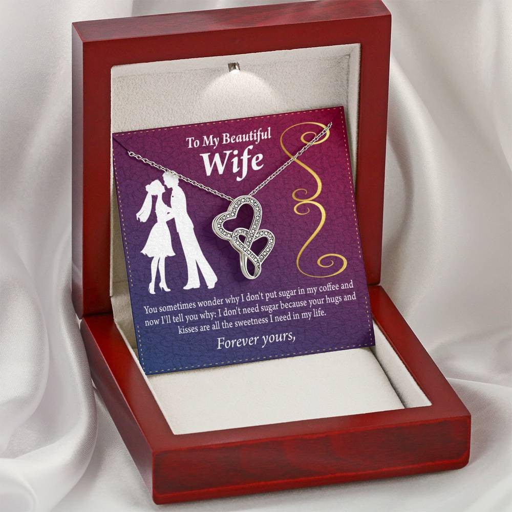 To My Wife My Beautiful Wife Twin Hearts Necklace Cz Eternal Bond Pendant From Son Daughter Gift Anniversary Birthday Graduation Mothers Day - Double Hearts Necklace