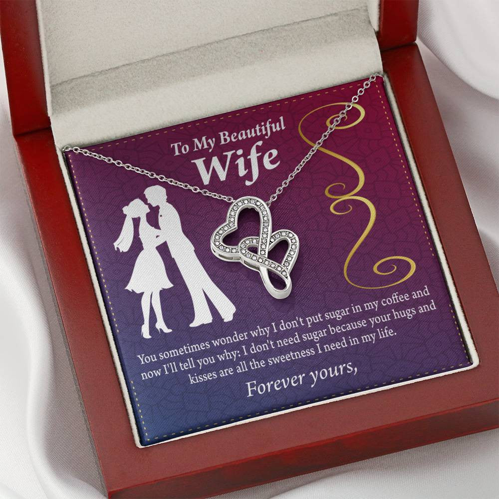 To My Wife My Beautiful Wife Twin Hearts Necklace Cz Eternal Bond Pendant From Son Daughter Gift Anniversary Birthday Graduation Mothers Day - Double Hearts Necklace
