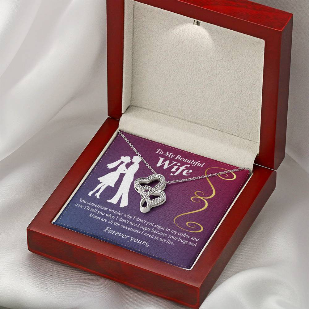 To My Wife My Beautiful Wife Twin Hearts Necklace Cz Eternal Bond Pendant From Son Daughter Gift Anniversary Birthday Graduation Mothers Day - Double Hearts Necklace
