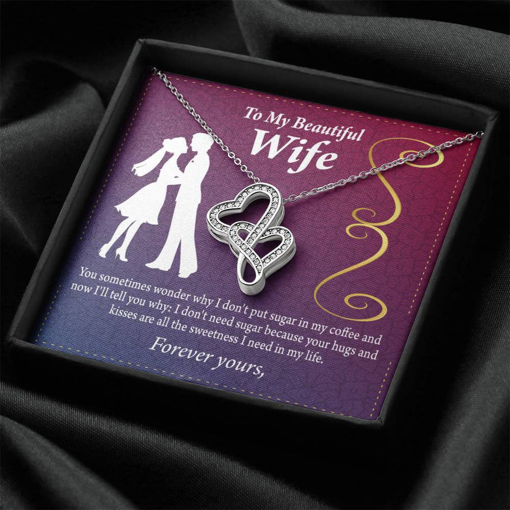 To My Wife My Beautiful Wife Twin Hearts Necklace Cz Eternal Bond Pendant From Son Daughter Gift Anniversary Birthday Graduation Mothers Day - Double Hearts Necklace