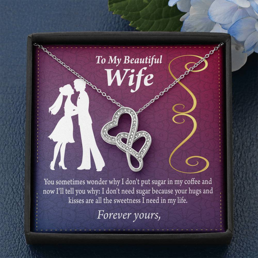 To My Wife My Beautiful Wife Twin Hearts Necklace Cz Eternal Bond Pendant From Son Daughter Gift Anniversary Birthday Graduation Mothers Day - Double Hearts Necklace
