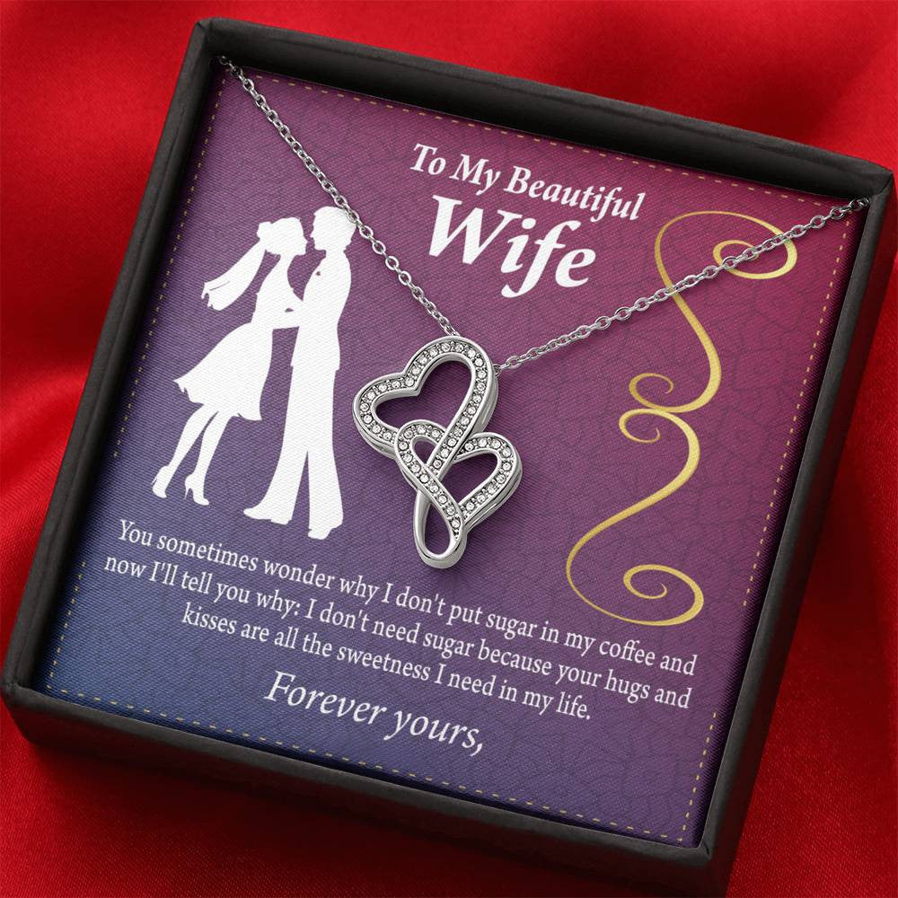To My Wife My Beautiful Wife Twin Hearts Necklace Cz Eternal Bond Pendant From Son Daughter Gift Anniversary Birthday Graduation Mothers Day - Double Hearts Necklace