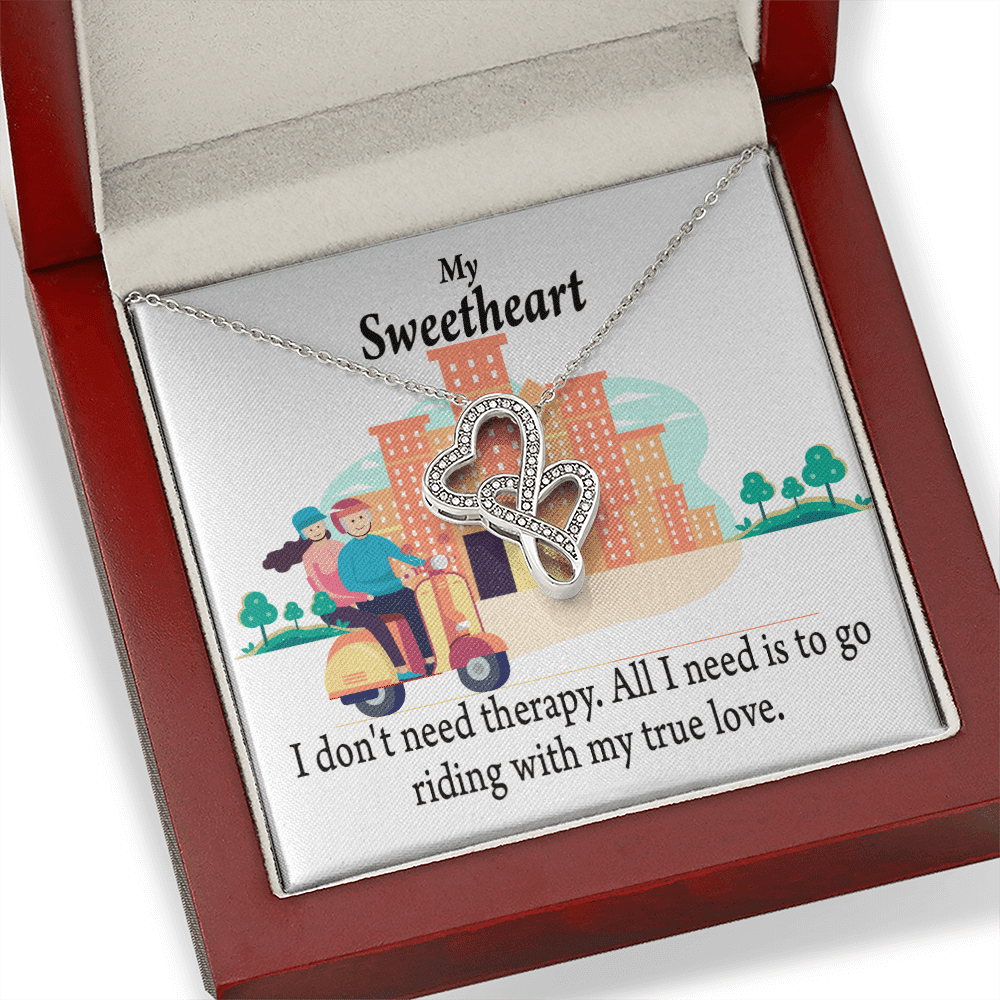 To My Wife Girlfriend Riding With My Old Man Double Hearts Necklace Message Card From Son Daughter Gift Anniversary Birthday Graduation Mothers Day - Double Hearts Necklace
