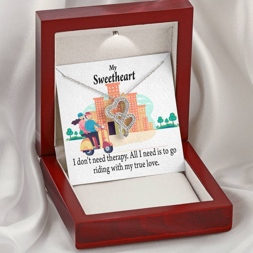 To My Wife Girlfriend Riding With My Old Man Double Hearts Necklace Message Card From Son Daughter Gift Anniversary Birthday Graduation Mothers Day - Double Hearts Necklace