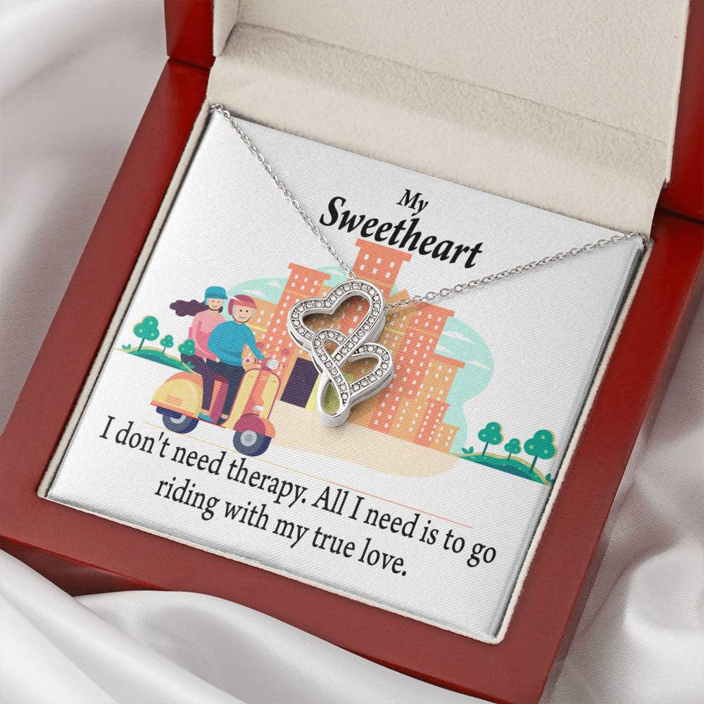To My Wife Girlfriend Riding With My Old Man Double Hearts Necklace Message Card From Son Daughter Gift Anniversary Birthday Graduation Mothers Day - Double Hearts Necklace