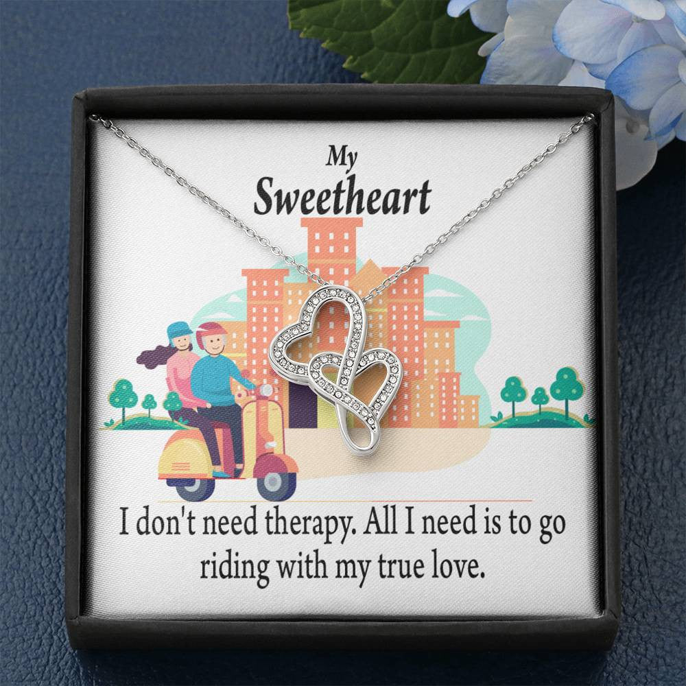 To My Wife Girlfriend Riding With My Old Man Double Hearts Necklace Message Card From Son Daughter Gift Anniversary Birthday Graduation Mothers Day - Double Hearts Necklace