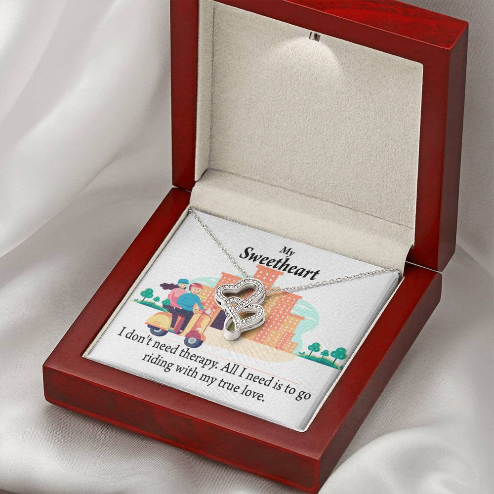 To My Wife Girlfriend Riding With My Old Man Double Hearts Necklace Message Card From Son Daughter Gift Anniversary Birthday Graduation Mothers Day - Double Hearts Necklace