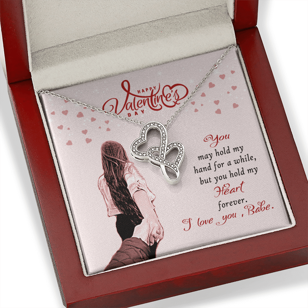 Valentines Day Gift Card Wife Girlfriend Together Love Knot Necklace Message Greeting From Son Daughter Gift Anniversary Birthday Graduation Mothers Day - Double Hearts Necklace