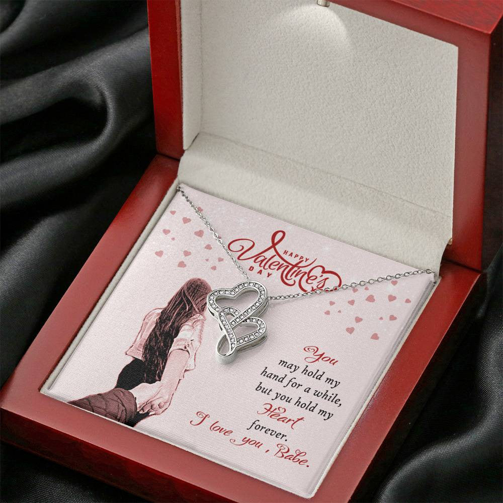 Valentines Day Gift Card Wife Girlfriend Together Love Knot Necklace Message Greeting From Son Daughter Gift Anniversary Birthday Graduation Mothers Day - Double Hearts Necklace